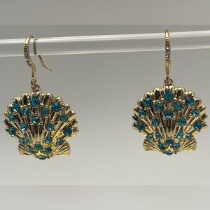 Charter Club Gold and Blue Peacock Earrings